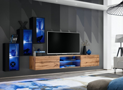 Wohnzimmermöbel Luxus Wohnwand Komplett Designer Einrichtung Holzmöbel